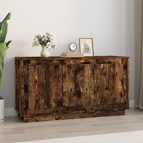puraday Sideboard Schrank 102x35x55 cm Seitenschrank Esszimmerschrank Standschrank Beistellschrank Aufbewahrungsschrank Holz für Schlafzimmer Wohnzimmer Küche Flur Esszimmer Räuchereiche