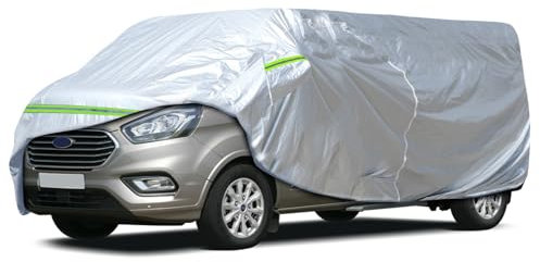 Étanche Bâche pour Ford Transit Custom SWB 2012-2022, Housse de Protection Voiture 300D Tous Temps avec Porte Zippée et Sangle Coupe Vent