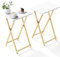 Foldable TV Trays, Small Folding Table, TV Trays Table Set of 2, TV Dinner Tray, Side Table for Bed, Couch, Portable Easy to Move, White and Gold