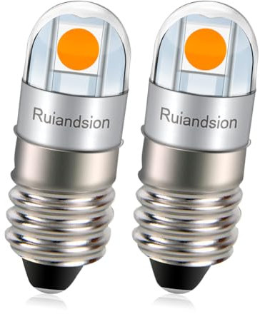 Ruiandsion E10 LED Birne 3030 2SMD Chip 3V Nicht Polarität 200LM Gelbe LED Birne Ersatz für Taschenlampen Fackel Arbeitsleuchten Pack von 2