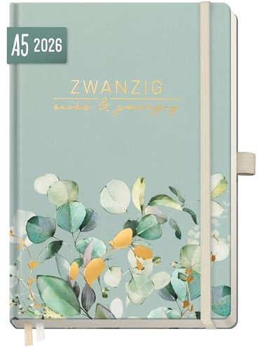 Häfft® Wochen-Notiz-Kalender 2026 A5 Minty Leaves