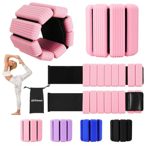 Poids pour Cheville et Poignet Réglables pour Hommes et Femmes Lot de 2 (0,5 kg chacun) - 1 kg Bracelet Lesté Portables pour Yoga, Danse, Pilates, Aérobic, Marche, Natation - Rose