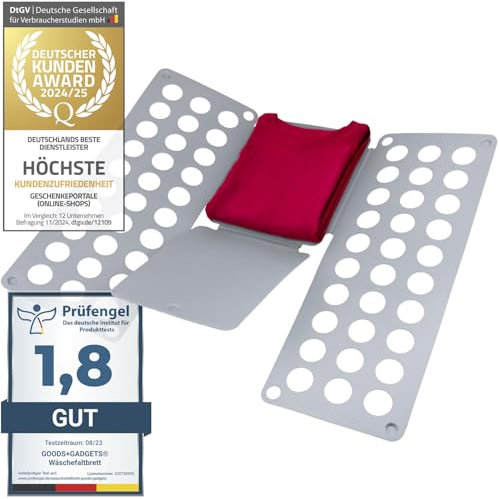 GOODS+GADGETS Plieuse à Linge Professionnelle XL - Plieuse à Linge pour Chemises - Aide au Pliage Extra Robuste modèle 2025 - Gris