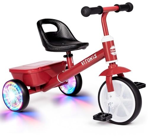 VITONIS Rotes Dreirad, Outdoor-Dreirad für Kleinkinder, Laufrad für Kinder von 2,5 bis 5 Jahren, Geschenke und Spielzeug für Jungen und Mädchen