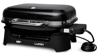 Weber Lumin Elektrogrill/Anbraten, Räuchern, Dämpfen, Kochen und Warmhalten, Bis zu 315 °C, Porzellanemaillierte Gusseisenroste, 33 x 49 cm Grillfläche, Schwarz (92010979)