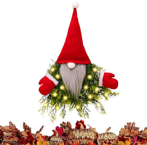 Acunny Coronas de Navidad para la Puerta de | con Luces LED decoración del hogar - Corona de Navidad decoración para la Puerta Principal - para Fiestas, dormitorios, Salones, Jardines, Patios