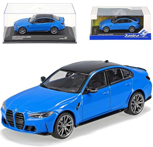 alles-meine.de GmbH B*M*W 3er M3 G80 Competition Limousine Santorini Blau Version Ab 2020 Modell G20 ab 2019 1/43 Solido Modell Auto mit individiuellem Wunschkennzeichen