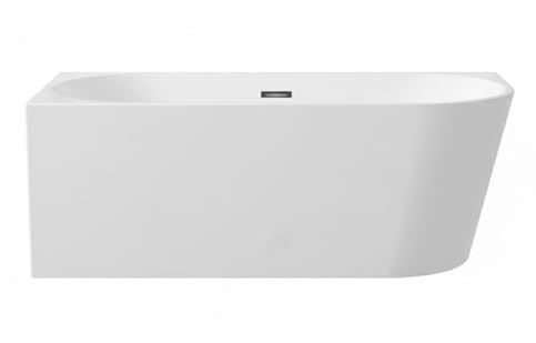 Balneo Freistehende Badewanne 214 L Links - Minimalistisches Eckdesign mit Chrom Click-Clack Ablauf - Eckbadewanne freistehend 150 x 75 cm, Stabiler Stahlrahmen - Verstärkter Boden mit Glasfaser