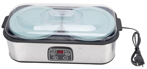 Yogurtiera con due contenitori, yogurtiera con controllo della temperatura, yogurtiera da 2 litri, controllo automatico della temperatura di grande capacità, timer da 0 a 48 ore,