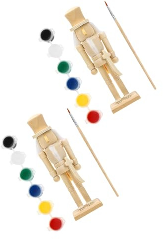 INOOMP 2 Set Wooden Paintable Nutcrackers, 7 Inch Tall Blank Soldier Figures Made of Wood and Pigment, for DIY Crafts and Art Projects, for Home Or Office Decoration