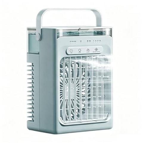 Ventilador portátil de refrigeración de aire de 4 velocidades, ventilador silencioso con luz LED, radiador de refrigeración USB para dormitorio, escritorio, escritorio al aire libre, escritorio de