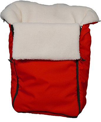 EEICHHORN Kinderwagen universal Fußsack mit hohem Rücken, rundum Reißverschluss und vorgenähten Gurtschlitzen (Rot)