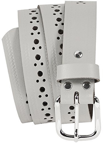 Harrys-Collection Damen Herren gelochter Ledergürtel in 3 cm Breite 4 Farben, Bundweite:115, Farben:weiss