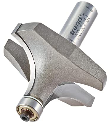 Trend Professional Bearing Guided Ovolo Router Cutter, 22.2mm Radius, 1/2 Inch Shank, 57.1mm Cut Diameter & 25.4mm Cut Length, Two Bearings, Tungsten Carbide Tipped, 46/97X1/2TC