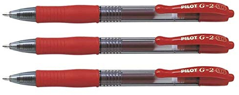 Pilot Gel-Tintenroller, G-2, breite Spitze, 1 mm, Rot, 3 Stück