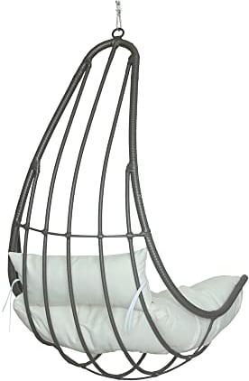 HOME DELUXE - Hängesessel CAMA - Grau, nur Korb - inkl. Sitz- und Rückenkissen I Polyrattan Hängestuhl Gartenschaukel Hängekorb