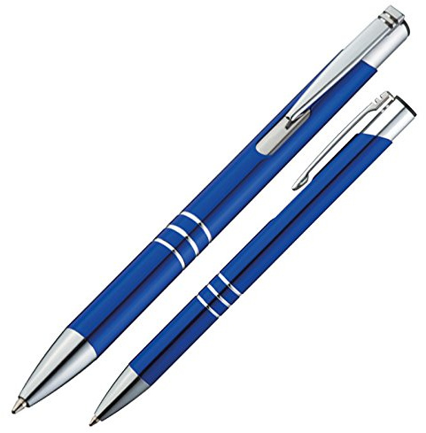 10 Kugelschreiber aus Metall / Farbe: blau