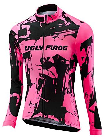 UGLY FROG Damen Radsport Jacken Langarm Radsportanzüge Radtrikot Radfahren Kleidung Langärmeliges Fahrradtrikot mit Thermofleecefutterfür Winter Mit 3 Taschen