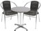 Mojawo® Bistrogarnitur 3-teilig Bistrotisch Aluminium 60x60cm H70cm / 110 cm höhenverstellbar + 2 Stapelstühle Aluminium/Rattan Schwarz