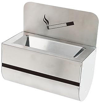 Danieli Store - Cenicero Exterior de Pared de Acero Inoxidable 19x10x11 cm - Cenicero de Pared Fácil de Limpiar y Vaciar - Cenicero Pequeño y Compacto