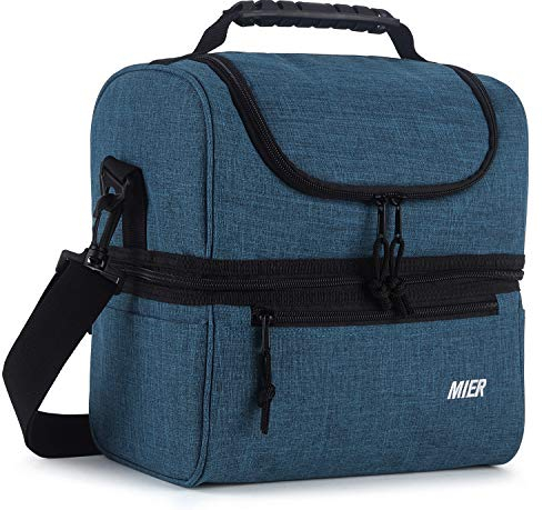 MIER Insulated Lunch Box Insulated Cool Tote Bag Lunch Kit for Men, Women, Double Deck Cooler (Ocean Depths, L)