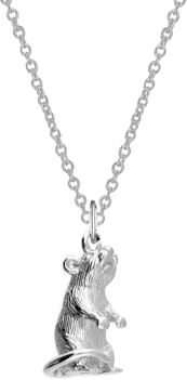 Luck Trader Sterling Silver Solid 925 Rat Mouse Pendant Necklace
