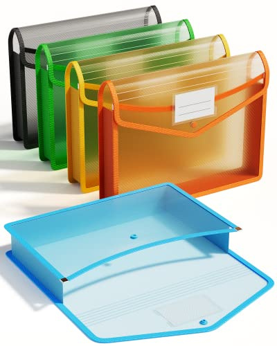 ThinkTex Plastic Expanding File Folder, Transparent Envelopes with Snap