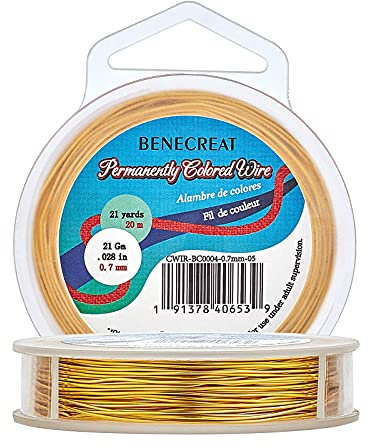 BENECREAT 0.7mm(21Gauge) Tarnish Resistant Copper Wire 20m Gold Jewelry Beading Wire for Crafts Beading Jewelry Making
