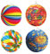 JAHEMU Laterne mit Bunten Motiven Papierlaterne Rund Papier Lampion Geburtstag Papier Pompons Dekoration für St. Martin, Weihnachten, Laternenumzug für Kinder 4 Stück