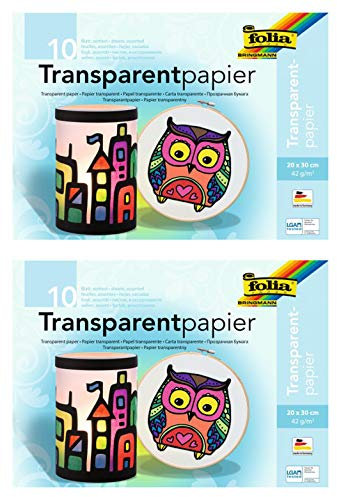 folia 888 - Transparentpapier im Heft, Drachenpapier, ca. 20 x 30 cm, 10 Blatt Sortiert in 10 Farben, 42 g/qm, durchschimmernd, (2)