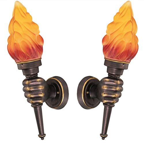 2 Pack Fackelträger Wandlampe Braun Retro Industrielle Wandlampe Kreative Fackel Lampe Innen/draussen Dekorative Lichter E27 Außenwand Wand Licht, für Landhaus Wohnzimmer Schlafzimmer Treppe Gang Bar