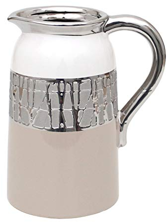 Edle Moderne Deko Designer Keramik Vase/Krug in cappuccino/silber/weiß. Maße L/B/H: 16,5 x 12,5 x 20,5 cm.