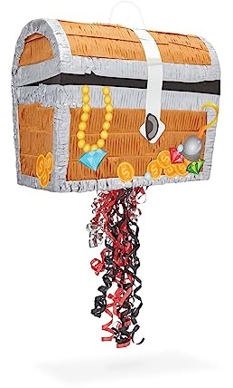 Pinata mit Schatztruhe – Piraten-Piñata mit Zugschnur, unter dem Meer, Abenteuer-Motto-Party-Dekorationen (klein, 30,5 x 25,4 x 16,5 cm)