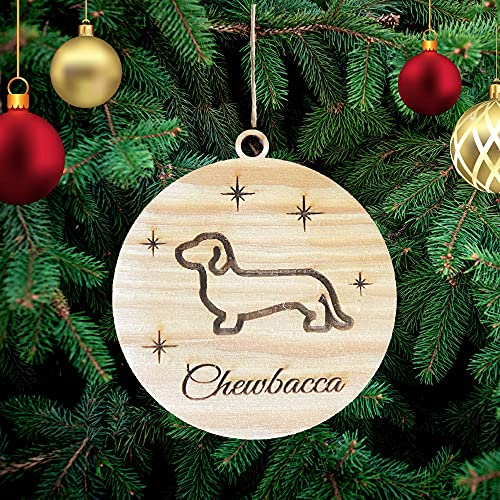 Personalisierte Dackel Hund Weihnachtsbaumschmuck Weihnachtsdeko Ornament Weihnachtsdeko aus Holz Weihnachtsbaum Deko Weihnachtsdekoration Ornament Holz Christbaumschmuck mit Hundnnamen