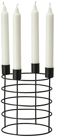 Metall Kerzenständer 19 cm für Adventskerzen - rund - Kerzenhalter für 4 Stabkerzen - Kerzenleuchter Tischdeko modern