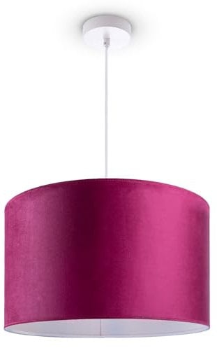 Paco Home Pendelleuchte Stehleuchte Dreibein Wohnzimmer Lampenschirm Velours Unifarben Deko Vintage Samt E27 Textilkabel, Farbe:Beere Weiß (Ø45.5 cm), Leuchtenart/Farbe:Pendelleuchte - Weiß