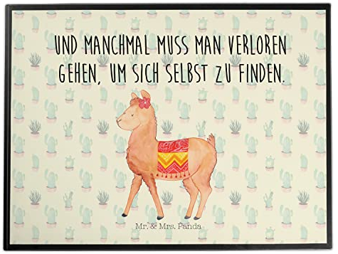 Mr. & Mrs. Panda Schreibtischunterlage Alpaka Stolz - Geschenk, Schreibunterlage, Lama, Bürobedarf, Schreibtisch Unterlagen, Schreibtischunterlage