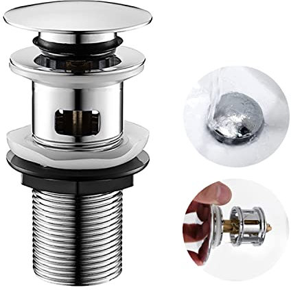 Piletta Click Clack Bidet, Piletta Bidet Universale, Piletta Lavabo Bagno, Pilette Click Click, Piletta per Bidet Scarico, Piletta Universale (Cromato)