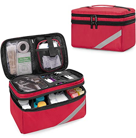Trunab Small Medical Bag Empty, Medicine Travel Storage Bag for Emergency Medical Kits, Red (Empty Bag), Patented Design
