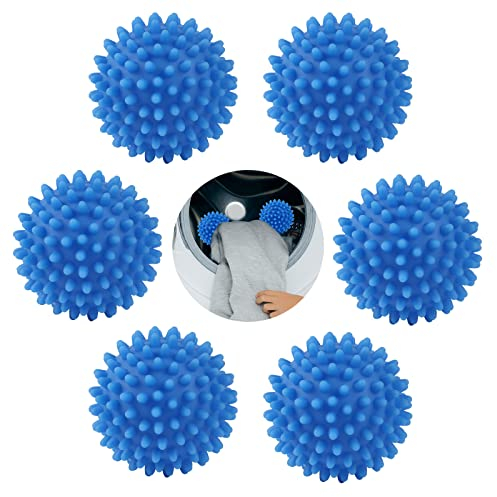 VBNZBK 6 Stücke Trockner Ball,Waschball für Waschmaschine,Wiederverwendbare Dryer Balls,Trocknerbälle für Wäschetrockner,Kugeln für Flauschigere,für Heim Kleidung Reinigung(Blau)
