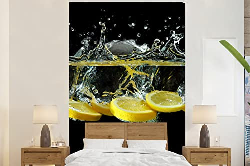 MuchoWow Papier peint Citron - Fruit - Jaune - Nature morte - Eau Papier peint photo 160x240 cm Papier peint imprimé