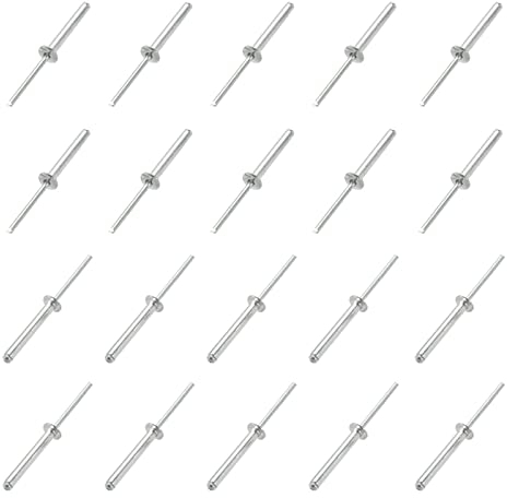 QUARKZMAN 5mm x 30mm Aveugles Rivets x 30Pcs Aluminium/Acier Ouvert Extrémité Rivet pour Métal et Plastique et Cuir, [Argent Ton]