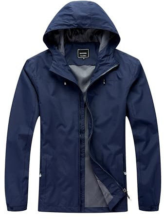 Blu Apparel Mens Waterproof Rain Jacket Premium Branded Walking Hiking Everyday wear Jacket Windproof (UK, Alpha, XL, Regular, Regular, Navy)