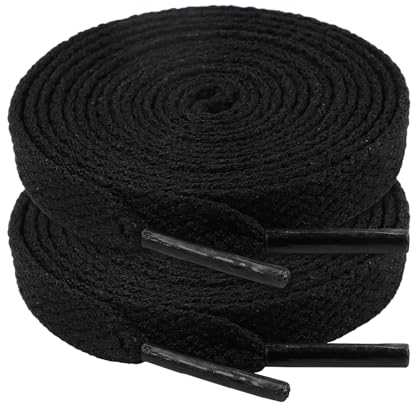 riemot Cordones Planos para Zapatillas Deporte - Cordones Antideslizantes y Resistentes - Cordones 8mm Anchos para Zapatillas para Running,Botas de Montaña -Unisex Adulto y Niño Negro-150