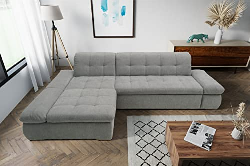 DOMO. collection Ecksofa Moric, Couch in L-Form, Eckcouch, Sofa in L-Form 300 x 172 x 80 cm (BxTxH), hellgrau