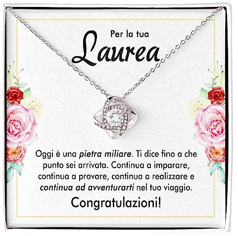 Bramart Collana Donna Compleanno Laurea Finitura in Oro, Argento Idee Regali per lei Festa Evento speciale - Cofanetto con DEDICA incluso