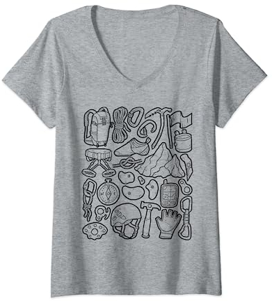 Damen Kletterausrüstung T-Shirt mit V-Ausschnitt