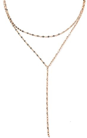 Happiness Boutique Mehrreihige Kette aus Edelstahl in Y-Design | Zweireihige Y-Halskette in Gold - Rosegold, Silber | Wasserfeste Layering Kette Rolokette-Design