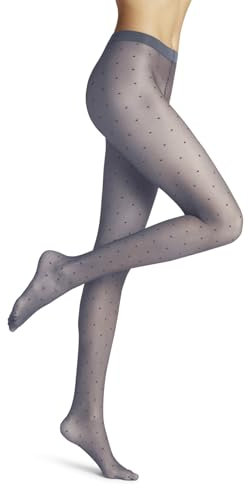 FALKE Damen Strumpfhose Dot 15 DEN W TI transparent gemustert 1 Stück, Grau (Pearl Grey 3248), S
