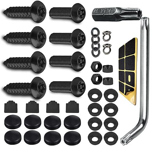 Kit di viti antifurto, per targa, antimanomissione, viti di sicurezza M6, viti di sicurezza da 1/4 (M6), kit di bulloni in acciaio inox antiruggine per montaggio sul telaio anteriore e posteriore